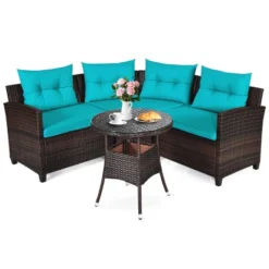 Tangkula 4PCS Outdoor Patio Conversation Set Wicker Rattan Sectional Sofa W/Cushions -Sunnydaze Decor Store GUEST 00c2b78a cfa1 4bdc b756 48a6dbd05f76