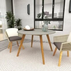 Small Round Concrete Outdoor End Table - Gray - Olivia & May -Sunnydaze Decor Store GUEST 0203eebf 08a3 4e50 9437 f9ab4a78c643