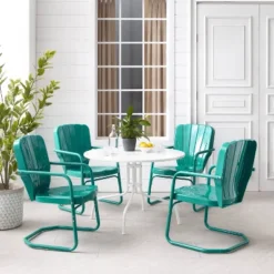 Ridgeland 5pc Outdoor Dining Set - Turquoise - Crosley -Sunnydaze Decor Store GUEST 0261e9de a52d 4e84 a586 d65c3b06470d