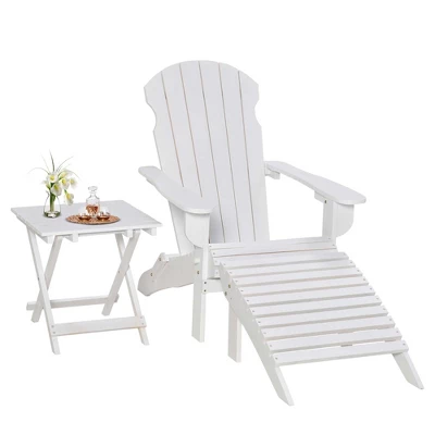 Outsunny 3-Piece Folding Adirondack Chair Set With Ottoman And Side Table, Outdoor Wooden Accent Furniture Fire Pit Lounge Chairs For Patio 3 Outsunny 3-Piece Folding Adirondack Chair Set With Ottoman And Side Table, Outdoor Wooden Accent Furniture Fire Pit Lounge Chairs For Patio - Image 3