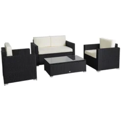Outsunny 4-Piece Rattan Wicker Furniture Set, Outdoor Cushioned Conversation Furniture With 2 Chairs, Loveseat, And Glass Coffee Table 16 Outsunny 4-Piece Rattan Wicker Furniture Set, Outdoor Cushioned Conversation Furniture With 2 Chairs, Loveseat, And Glass Coffee Table -Sunnydaze Decor Store GUEST 02d68f1e 4aec 4a08 9129 4934b7fc225a