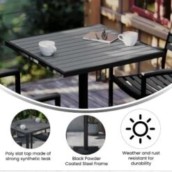 Merrick Lane Outdoor Patio Table All-Weather 30" Square Dining Table With Faux Teak Poly Slats - Steel Frame 15 Merrick Lane Outdoor Patio Table All-Weather 30" Square Dining Table With Faux Teak Poly Slats - Steel Frame -Sunnydaze Decor Store GUEST 03d0af9d 98be 4bcc 8735 310820fc0498