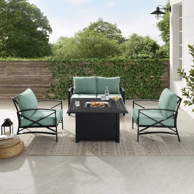 Kaplan 4pc Outdoor Conversation Set With Dante Fire Table - Mist - Crosley 5 Kaplan 4pc Outdoor Conversation Set With Dante Fire Table - Mist - Crosley - Image 5