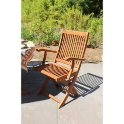ACHLA Designs Indoor/Outdoor Natural Oil Finish Eucalyptus Arm Chair