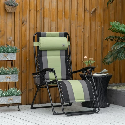 Outsunny XL Oversize Zero Gravity Recliner, Padded Patio Lounger Chair, Folding Chair With Adjustable Backrest, Cup Holder And Headrest For Backyard, Poolside, Lawn 1 Outsunny XL Oversize Zero Gravity Recliner, Padded Patio Lounger Chair, Folding Chair With Adjustable Backrest, Cup Holder And Headrest For Backyard, Poolside, Lawn