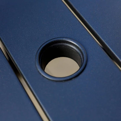 5pc Outdoor Dining Set With Swivel Chairs With Seat & Back Cushions & Square Metal Table With Umbrella Hole - Captiva Designs 3 5pc Outdoor Dining Set With Swivel Chairs With Seat & Back Cushions & Square Metal Table With Umbrella Hole - Captiva Designs - Image 3