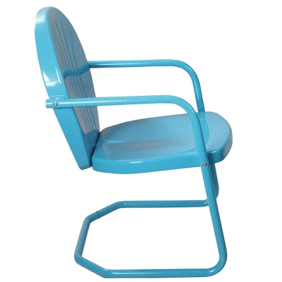 Northlight 34" Outdoor Retro Metal Tulip Armchair, Sky Blue 3 Northlight 34" Outdoor Retro Metal Tulip Armchair, Sky Blue - Image 3