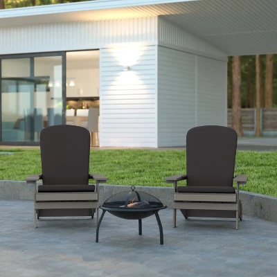 Emma And Oliver Set Of Two All-Weather Poly Resin Folding Adirondack Chairs For Indoor/Outdoor Use 1 Emma And Oliver Set Of Two All-Weather Poly Resin Folding Adirondack Chairs For Indoor/Outdoor Use