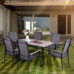 7pc Patio Set With Table & Sling Chairs - Captiva Designs -Sunnydaze Decor Store GUEST 0739343c b7e6 495c b740 b6efe1d51bf7