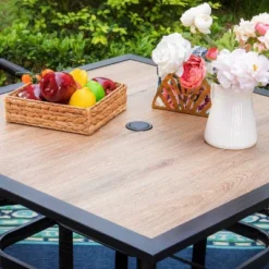 5pc Patio Dining Set With 36" Square Acacia Table And Stackable Chairs - Captiva Designs -Sunnydaze Decor Store GUEST 07e5037d 0928 4c12 b6f2 31761fbc243a