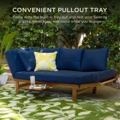 Best Choice Products Outdoor Convertible Acacia Wood Futon Sofa W/ Pullout Tray, 4 Pillows, All-Weather Cushion - Navy 10 Best Choice Products Outdoor Convertible Acacia Wood Futon Sofa W/ Pullout Tray, 4 Pillows, All-Weather Cushion - Navy -Sunnydaze Decor Store GUEST 07e90125 098e 477d 8739 9364abdadc39