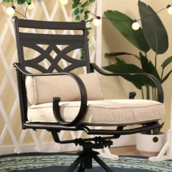 5pc Outdoor Dining Set With Swivel Chairs With Seat & Back Cushions & Square Metal Table With Umbrella Hole - Captiva Designs 26 5pc Outdoor Dining Set With Swivel Chairs With Seat & Back Cushions & Square Metal Table With Umbrella Hole - Captiva Designs -Sunnydaze Decor Store GUEST 0817e6cd 3a94 4dd6 aaed fca66d3510a3 1