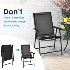 Costway 4PCS Patio Folding Dining Chairs Portable Camping Armrest Garden Black -Sunnydaze Decor Store GUEST 083cac60 fb9d 49f1 8fe4 2f99ee3bcc6f