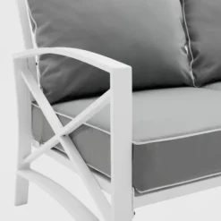 Kaplan Outdoor Metal Sofa White With Gray Cushions - Crosley -Sunnydaze Decor Store GUEST 08547770 d3f2 4d34 8c3d acf4adab34f7