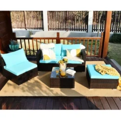 Costway 5PCS Patio Furniture Set Sectional Conversation Sofa Set W/ Coffee Table Blue 11 Costway 5PCS Patio Furniture Set Sectional Conversation Sofa Set W/ Coffee Table Blue -Sunnydaze Decor Store GUEST 0961cd6b 8d29 405c b2e1 48940e238f02
