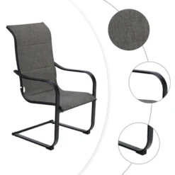 5pc Patio Set With Steel Table With 2" Umbrella Hole & Padded Sling C-Spring Arm Chairs - Captiva Designs -Sunnydaze Decor Store GUEST 09dd734a c1a8 4b03 9487 0c9543a257b8