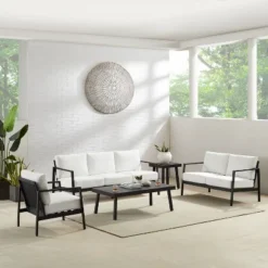 Linon Lark Aluminum Three Seater Sofa White -Sunnydaze Decor Store GUEST 0d415da6 4ed1 47b3 be6e fbfcfe7896d1