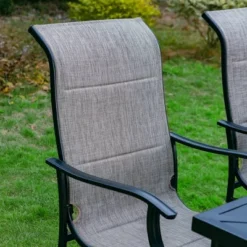 7pc Outdoor Dining Set With With Padded Sling Chairs & Metal Rectangle Table With Umbrella Hole - Captiva Designs -Sunnydaze Decor Store GUEST 0d6e946b a6dc 437e 852e 6720a11625af