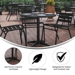 Flash Furniture Lila 31.5'' Round Aluminum Indoor-Outdoor Table Set With 4 Slat Back Chairs -Sunnydaze Decor Store GUEST 0df794b8 0009 4ce3 9be0 727bcaefa6a1