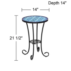 Teal Island Designs Modern Black Round Outdoor Accent Side Table 14" Wide Blue Star Mosaic Tabletop For Front Porch Patio Home House -Sunnydaze Decor Store GUEST 0e8a0b04 a56d 4f50 ab98 8f402fd1390c