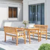 Kapalua 3pc Honey Nautical Wooden Patio Dining Set With 2 Benches - Vifah