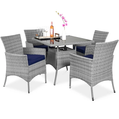 Best Choice Products 5-Piece Indoor Outdoor Wicker Patio Dining Table Furniture Set W/ Umbrella Cutout, 4 Chairs 8 Best Choice Products 5-Piece Indoor Outdoor Wicker Patio Dining Table Furniture Set W/ Umbrella Cutout, 4 Chairs - Image 8