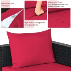 5PCS Patio Rattan Furniture Set Sectional Conversation Sofa W/ Coffee Table Red Navy -Sunnydaze Decor Store GUEST 0fea51a5 9b76 41c0 8890 14d437f82908