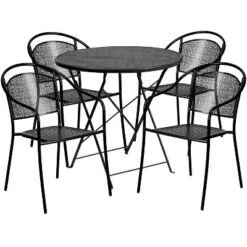Emma And Oliver Commercial Grade 30" Round Metal Folding Patio Table Set W/ 4 Round Back Chairs 9 Emma And Oliver Commercial Grade 30" Round Metal Folding Patio Table Set W/ 4 Round Back Chairs -Sunnydaze Decor Store GUEST 108153f2 e170 4bcd 91b3 d525ea85edf5