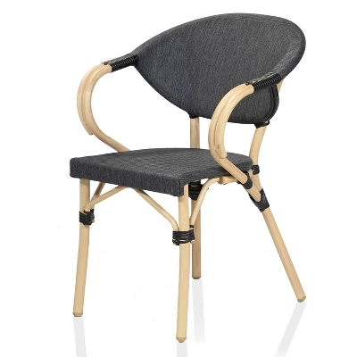 Ansa 2pk Outdoor Wicker Arm Chairs - Dark Gray - MiBasics 3 Ansa 2pk Outdoor Wicker Arm Chairs - Dark Gray - MiBasics - Image 3