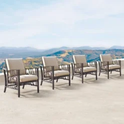 5pc Set With 42" Square Outdoor Aluminum Fire Table & Four Chairs - Oakland Living -Sunnydaze Decor Store GUEST 1121e65f 6eb1 4701 b491 8f201ee16e15