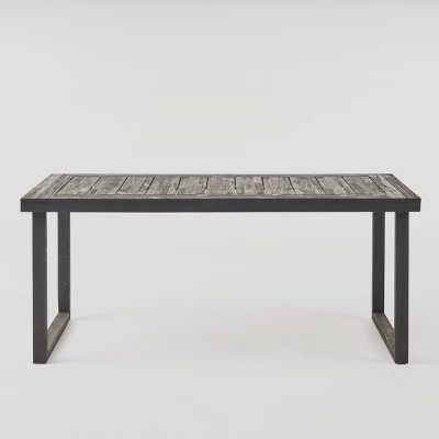 Nestor 7pc Acacia Wood Dining Set - Dark Gray/Light Gray - Christopher Knight Home 2 Nestor 7pc Acacia Wood Dining Set - Dark Gray/Light Gray - Christopher Knight Home - Image 2