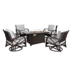 Kinger Home Novi 5-Piece Rattan Wicker Propane Fire Pit Set With An Aluminum Frame 24 Kinger Home Novi 5-Piece Rattan Wicker Propane Fire Pit Set With An Aluminum Frame -Sunnydaze Decor Store GUEST 11fbad0c 0a3a 4d41 aaf6 dc48ab49c043