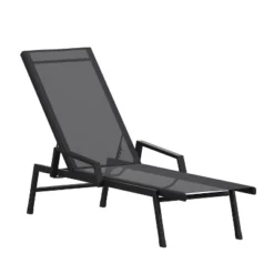 Emma And Oliver Textilene Adjustable 5 Position Patio Chaise Lounge With Armrests And Metal Frame -Sunnydaze Decor Store GUEST 126f2872 0753 4b44 9556 1caeac5d56fe