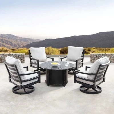Oakland Living 5pc Swivel Rocking Aluminum Outdoor Dining Set Copper/Gray 1 Oakland Living 5pc Swivel Rocking Aluminum Outdoor Dining Set Copper/Gray
