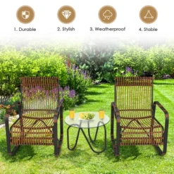 Costway 3PCS Patio Rattan Furniture Set Conversational Sofa Coffee Table Garden 11 Costway 3PCS Patio Rattan Furniture Set Conversational Sofa Coffee Table Garden -Sunnydaze Decor Store GUEST 128ec919 e83f 4b53 b028 f6c5180a904c