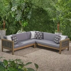 Linwood 3pc Wood And Wicker Sectional Sofa Set - Christopher Knight Home -Sunnydaze Decor Store GUEST 131b21c6 1a7d 4ed3 9335 c5819d3c15d6