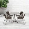 Flash Furniture Lila 31.5'' Round Aluminum Indoor-Outdoor Table Set With 4 Rattan Chairs