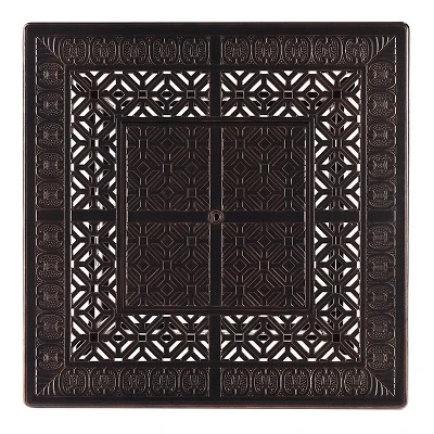 5pc Outdoor Dining Set With 42" Aluminum Square Medallion Design Fire Table & Deep Seating Swivel Rocking Chairs - Oakland Living 4 5pc Outdoor Dining Set With 42" Aluminum Square Medallion Design Fire Table & Deep Seating Swivel Rocking Chairs - Oakland Living - Image 4