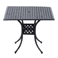 Outsunny 36" X 36" Square Patio Table With Umbrella Hole, Aluminum Outdoor Dining Table, Outdoor Bistro Table For Garden, Backyard, Porch, Black -Sunnydaze Decor Store GUEST 15060052 b9d6 438f 95ad cabcd37a9ba2