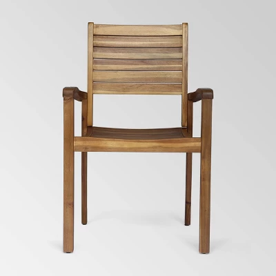 Wells 5 Pc Acacia Wood Round Dining Set Teak Finish - Christopher Knight Home 2 Wells 5 Pc Acacia Wood Round Dining Set Teak Finish - Christopher Knight Home - Image 2