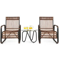 Costway 3PCS Patio Rattan Furniture Set Conversational Sofa Coffee Table Garden 15 Costway 3PCS Patio Rattan Furniture Set Conversational Sofa Coffee Table Garden -Sunnydaze Decor Store GUEST 156a19e5 b84b 4fda ac63 5f2204acb572