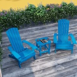 Merrick Lane Set Of Two Folding Adirondack Patio Chairs With Matching Outdoor Side Table -Sunnydaze Decor Store GUEST 15b09f6b 3c31 4c9e 8fc9 2496606b7aec