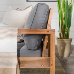 Galia Square Leg Acacia Wood Patio Loveseat With Cushions - Brown - Saracina Home -Sunnydaze Decor Store GUEST 161c7d60 d77b 475e ad59 ec3fc3ea9716