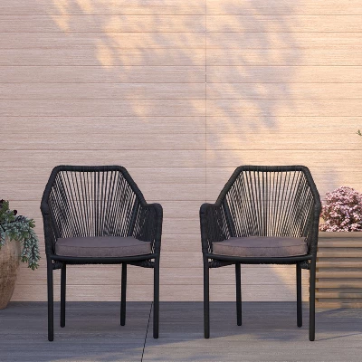 Merrick Lane Outdoor Furniture Sets 2 Piece All-Weather Woven Patio Chairs With Cushions 10 Merrick Lane Outdoor Furniture Sets 2 Piece All-Weather Woven Patio Chairs With Cushions - Image 10