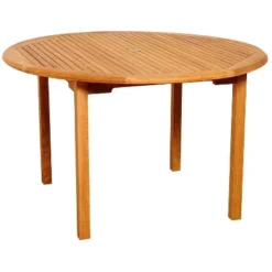 Barry 5pc Patio Teak Wood Wicker Round Dining Set - International Home Miami