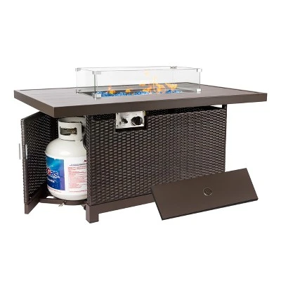 Kinger Home Novi 5-Piece Rattan Wicker Propane Fire Pit Set With An Aluminum Frame 2 Kinger Home Novi 5-Piece Rattan Wicker Propane Fire Pit Set With An Aluminum Frame - Image 2