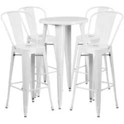 Flash Furniture Commercial Grade 24" Round Metal Indoor-Outdoor Bar Table Set With 4 Cafe Stools -Sunnydaze Decor Store GUEST 18127e86 731f 4e5f a6f2 e5f5f6236431