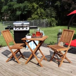 Sunnydaze Decor Sunnydaze Outdoor Solid Teak Wood With Stained Finish Nantasket Folding Bistro Table And Chairs - Brown - 3pc -Sunnydaze Decor Store GUEST 185f4ae5 3f3d 4077 95fe d58bd812a315