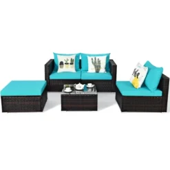 Costway 5PCS Patio Furniture Set Sectional Conversation Sofa Set W/ Coffee Table Blue 17 Costway 5PCS Patio Furniture Set Sectional Conversation Sofa Set W/ Coffee Table Blue -Sunnydaze Decor Store GUEST 18d47c91 bf06 41fe bd3c c25aa2f7d1ea