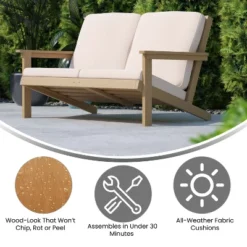 Merrick Lane All-Weather Poly Resin Wood Adirondack Style Deep Seat Patio Loveseat With Cushions -Sunnydaze Decor Store GUEST 18f38de8 842f 4a4d 855f 17e243146603 1